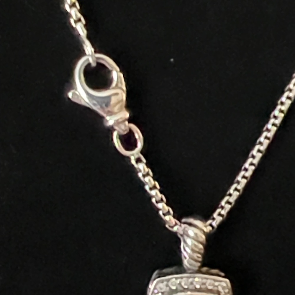 David Yurman Petite Albion Pendant Necklace in Sterling Silver with blue Topaz - Picture 11 of 17